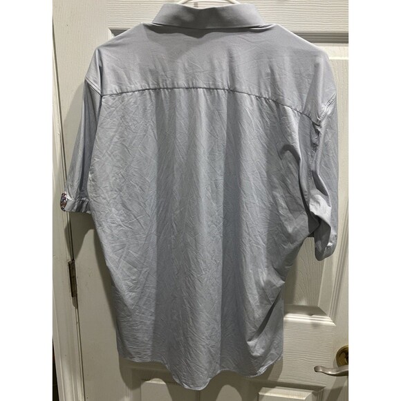 Maceoo Shirt Men’s XL Button Up Blue 4 Way Stretch Technology Short Sleeve - Picture 3 of 4